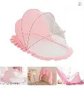 Portable Baby Mosquito Net Tent with Blackout Canopy - Foldable Pink Mesh Cover for Bed, Travel & Sleep, 0-3 Years Old