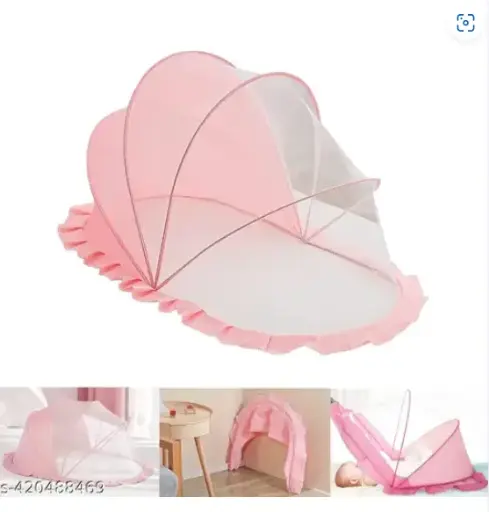 Portable Baby Mosquito Net Tent with Blackout Canopy - Foldable Pink Mesh Cover for Bed, Travel & Sleep, 0-3 Years Old